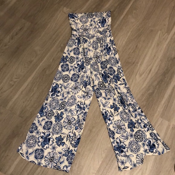Pants - Strapless wide leg jumpsuit